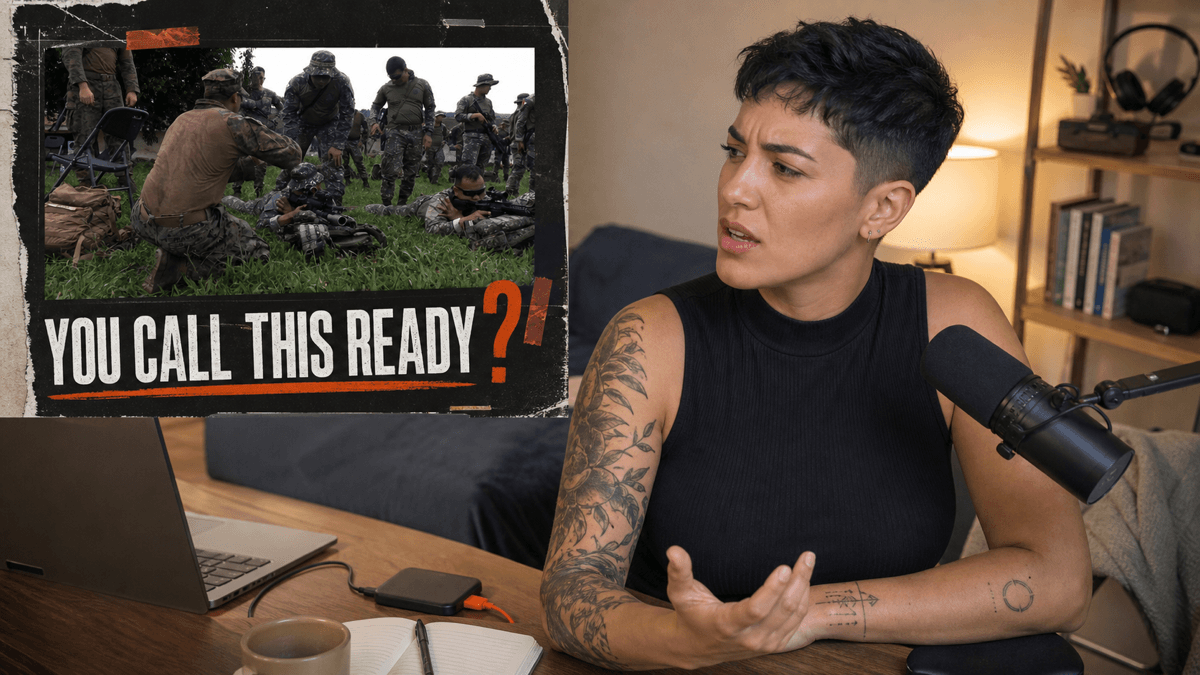 Military reaction creator discussing equipment used for helicopter operations