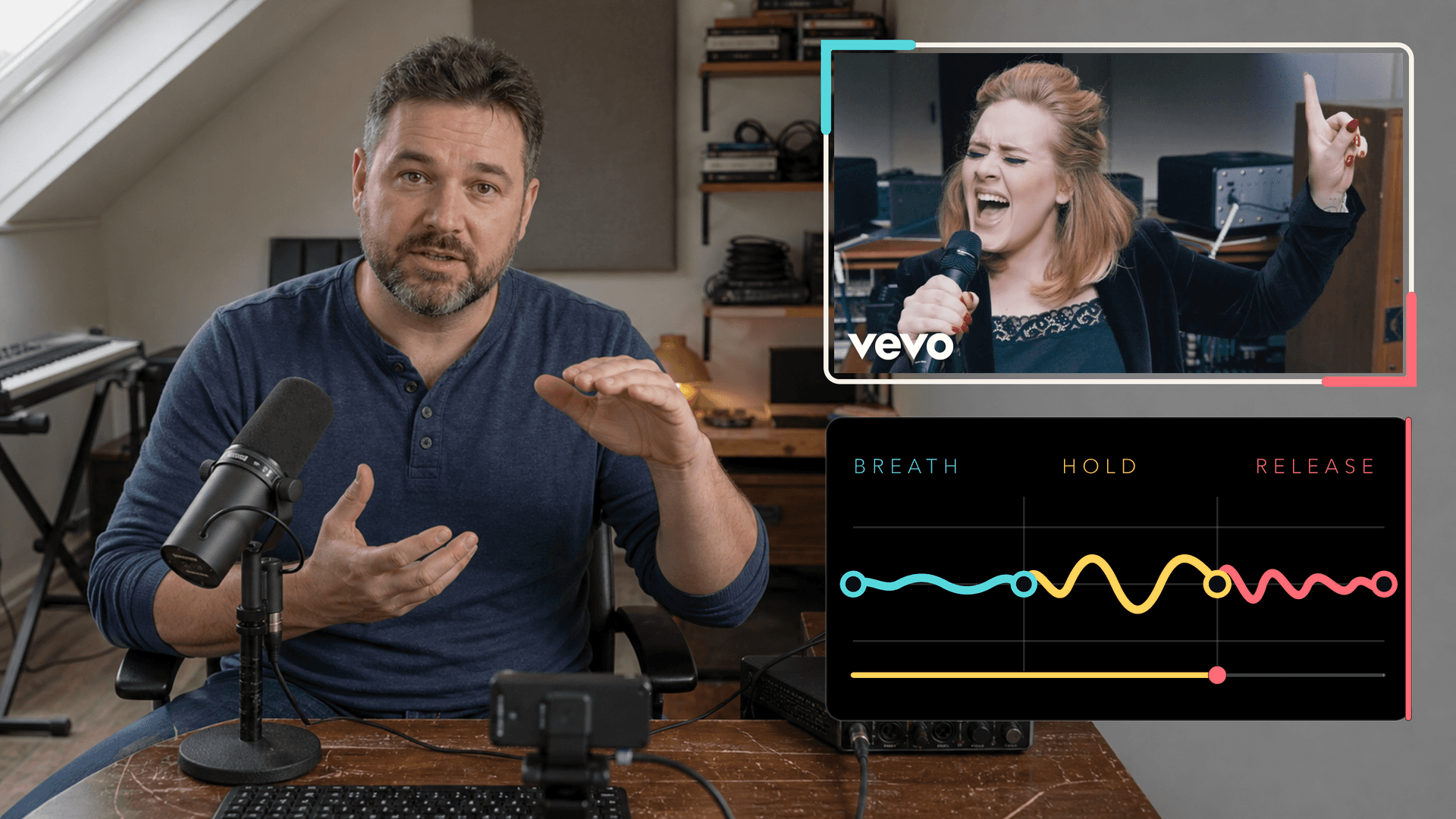 Vocal reaction creator discussing a live singing performance from her recording studio