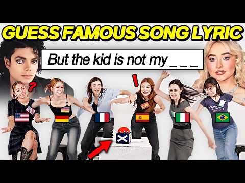 Video thumbnail: FINISH THE LYRIC TO WIN A PRIZE | Guess The Songs From USA, Germany, France, Spain, Italy, Brazil